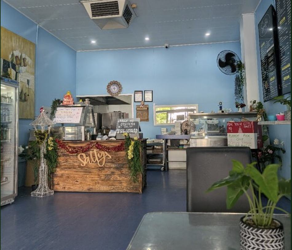 Salty's counter and kitchen interior